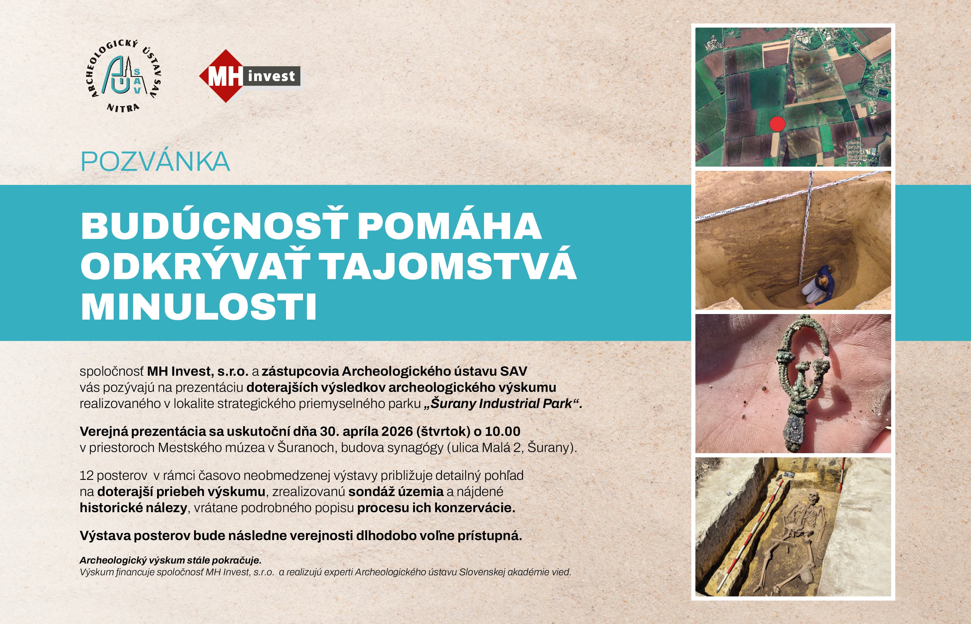 Pozvánka prezentácia archeologický výskum Šurany Industrial Park